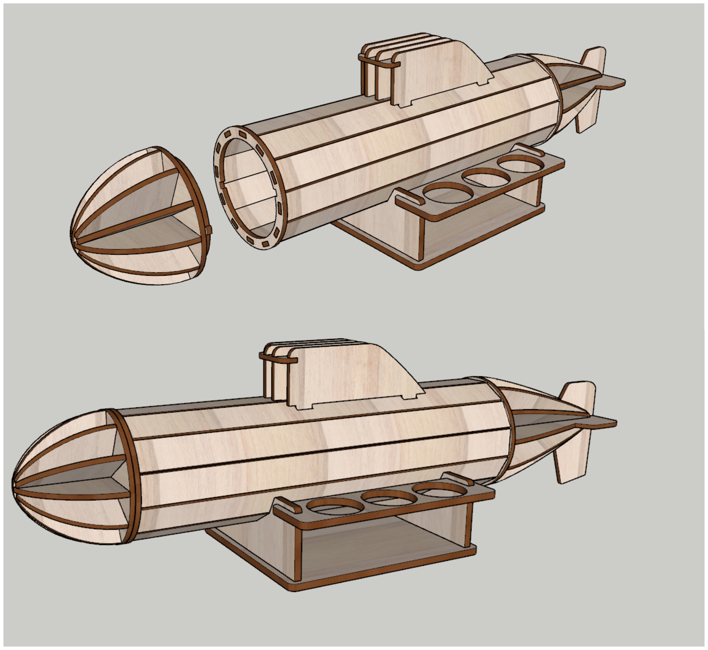 Чертеж подводной лодки из дерева